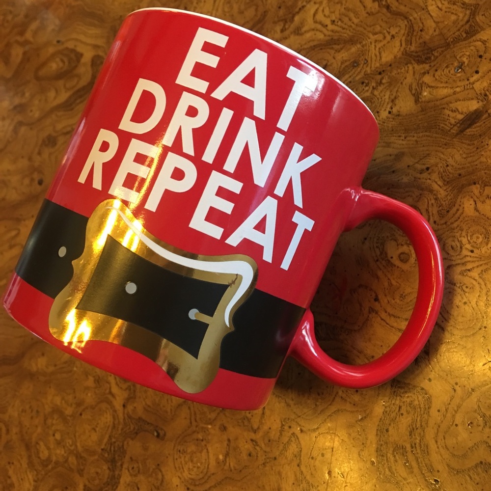 “Eat-Drink-Repeat” Red Mug